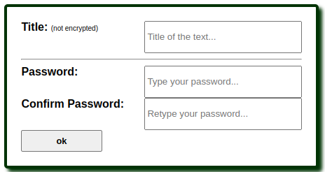 password and confirm fields