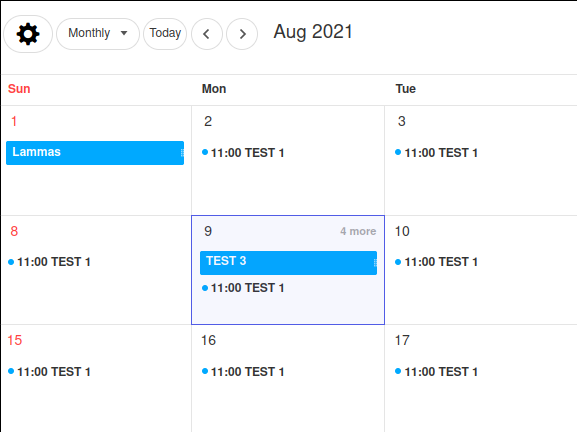 Screenshot of Peergos Calendar