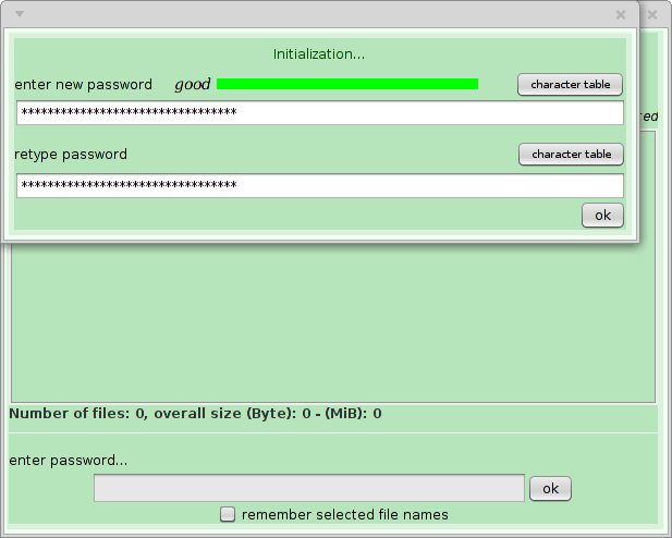 Dialog with two password fields